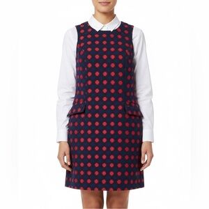 BODEN Tweed Navy & Red Preppy Midi Dress S. 8
